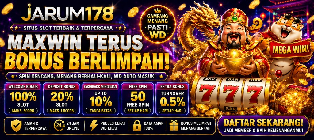 API33 winning streak banner — gold-red lion arena bonus, fast QRIS auto withdrawal